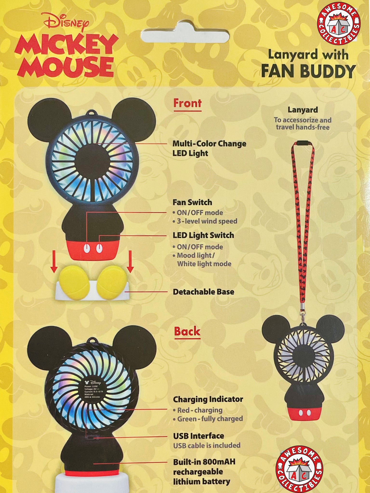 Disney Mickey Mouse Lanyard with Fan Buddy
